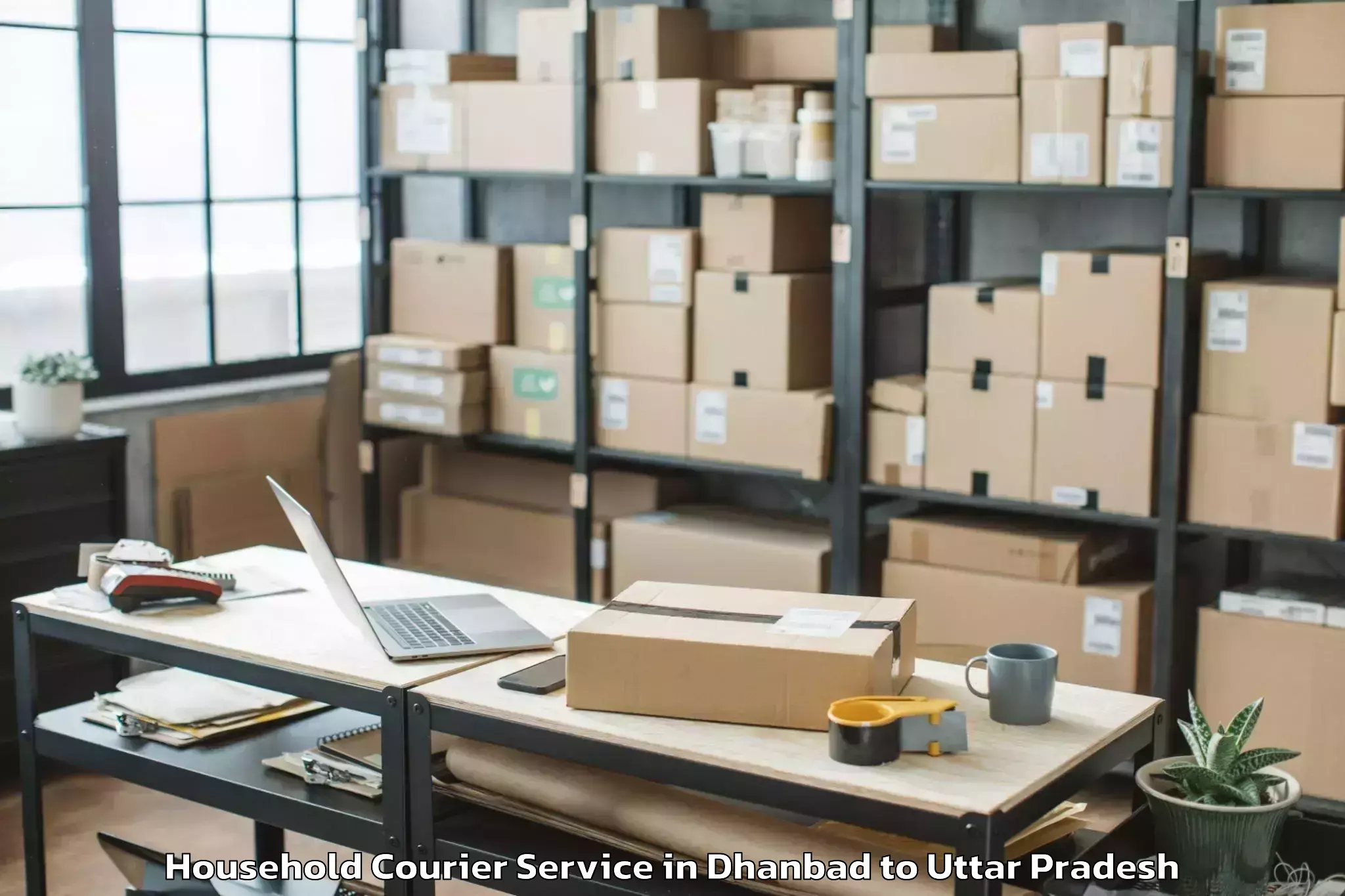 Top Dhanbad to Kaushambi Household Courier Available